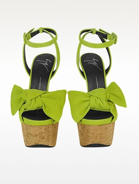 Giuseppe Zanotti Lime Green Suede Platform Sandal in Green | Lyst