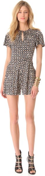 Saloni Janina Flutter Sleeve Romper - Lyst