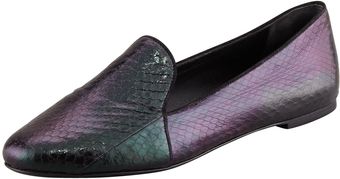 B Brian Atwood Claudelle Hologram Snakeskin Slippers - Lyst
