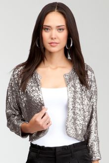 Bebe Sequin Crop Jacket - Lyst