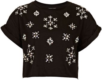 Topshop Crystal Cluster Crop Top - Lyst