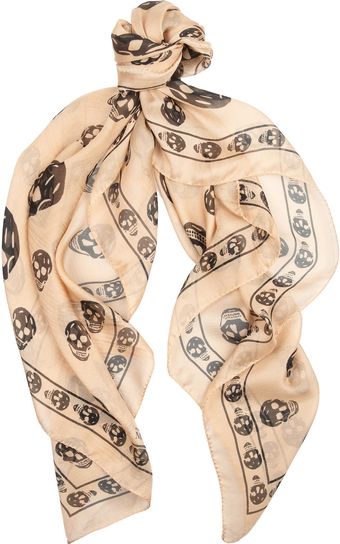 Alexander McQueen Skullprint Silkchiffon Scarf - Lyst