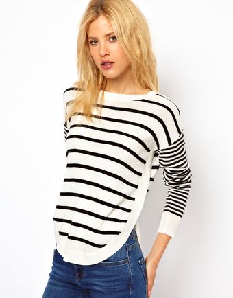 Asos Jumper in Stripe with Button Side - Lyst