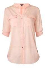 Episode Roll Sleeve Crew Neck Blouse