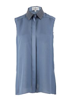 J. Mendel Sleeveless Chiffon Blouse with Python Trim - Lyst