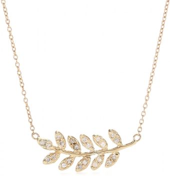 Jacquie Aiche 14kt Yellow Gold Large Leaf Pendant Necklace with White Diamonds - Lyst