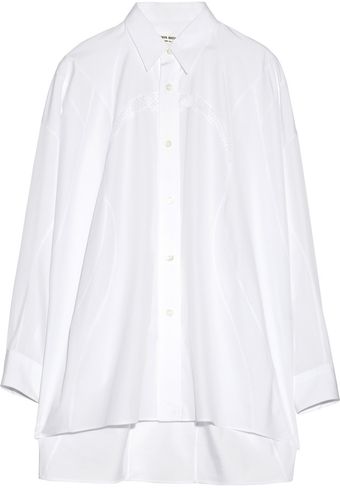 Junya Watanabe Oversized Mesh paneled Cottonpoplin Shirt - Lyst