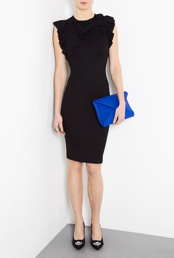 RED Valentino Frill Shoulder Lace Back Jersey Dress - Lyst