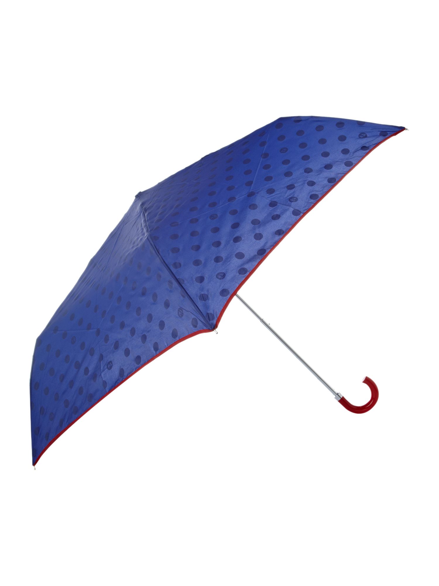 Lulu Guinness Polkadot Superslim Umbrella with Hook Handle in Blue Lyst