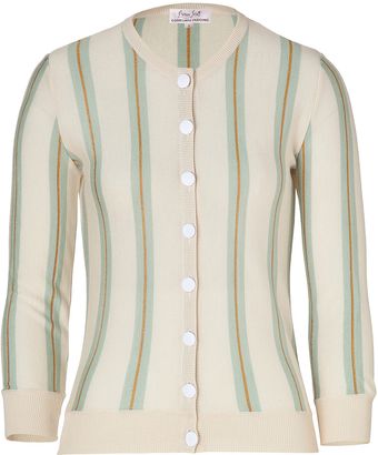 L'Wren Scott Creamwater Striped Cashmere Cardigan - Lyst