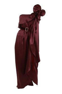 Marc Jacobs Strapless Silk Dress with Flower - Lyst