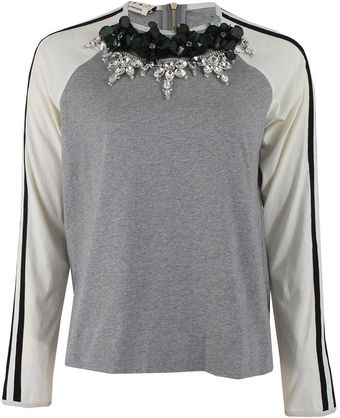Marni Long Sleeve Sequin Crystal Knit Top - Lyst