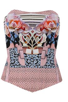 Mary Katrantzou Strapless Powdy Corset Top - Lyst