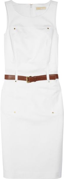 Michael by Michael Kors Belted Stretchcotton Dress - Lyst