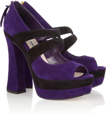 Miu Miu Suede Platform Pumps - Lyst