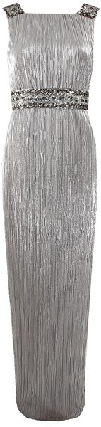 Notte By Marchesa Pleated Embroidered Waist Gown - Lyst