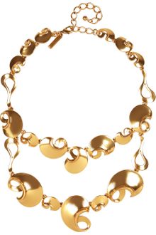 Oscar de la Renta Gold Plated Bib Necklace - Lyst