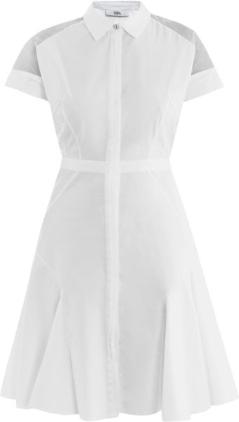Prabal Gurung Tulle Shoulder Cotton Dress - Lyst