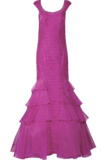 Theia Tiered Silk Organza Gown - Lyst