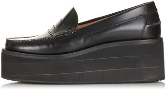 Topshop Leather Flatform Loafers  - Lyst