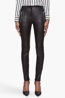 Balmain Black Highwaisted Leather Leggings - Lyst