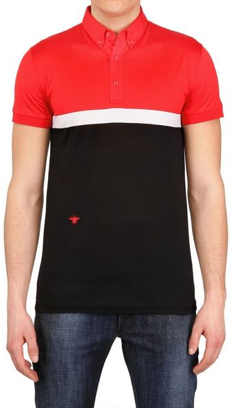 Dior Homme Bee Embroidered Colour Block Jersey Polo - Lyst