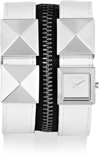 Karl Lagerfeld Zip Studded Leather Watch - Lyst