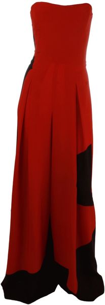 Yves Saint Laurent Strapless Contrast Silhouette Jumpsuit - Lyst