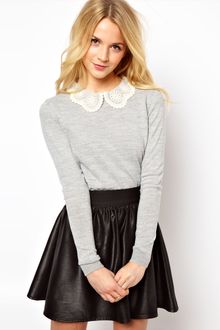 ASOS Collection Asos Embroidered Lace Collar Jumper - Lyst