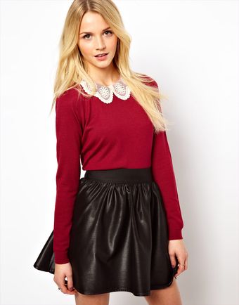 ASOS Collection Asos Embroidered Lace Collar Jumper - Lyst