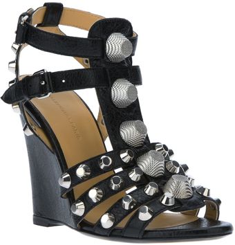 Balenciaga Studded Wedge Sandal - Lyst