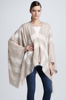 Burberry Check Wool Cape - Lyst