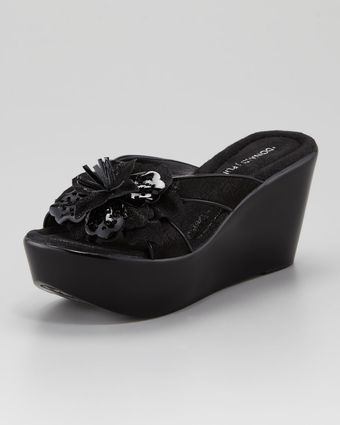 Donald J Pliner Shann Shimmery Floral Wedge Sandal - Lyst