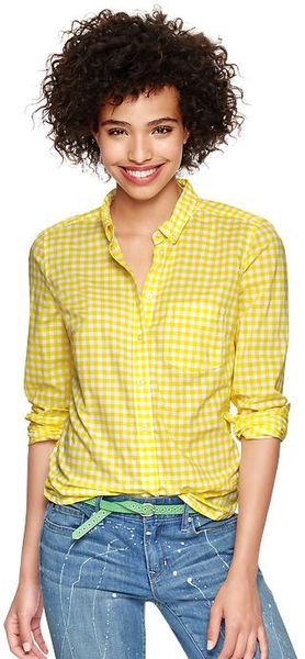 Yellow Gingham Shirt Women