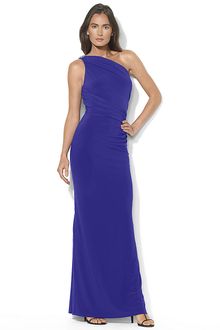 Lauren by Ralph Lauren One Shoulder Floor Length Matte Jersey Dress - Lyst
