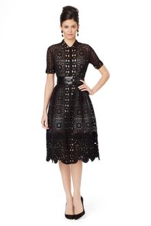 Oscar de la Renta Short Sleeve Lace Dress - Lyst