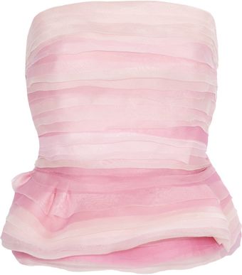 Oscar de la Renta Tiered Silk-Organza Peplum Bustier - Lyst