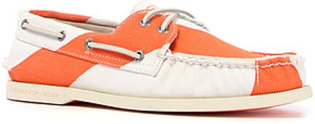 orange sperry boat shoes