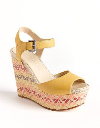 Vera Wang Malina Leather Wedge Sandals - Lyst