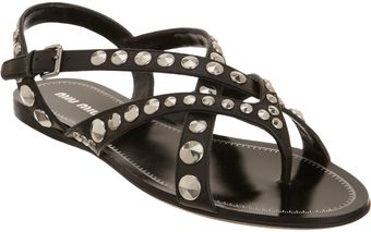 Miu Miu Studded Gladiator Sandal - Lyst