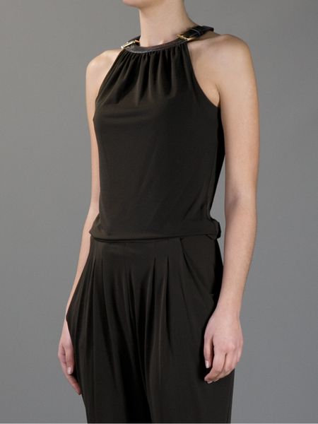 embellished halter neck top