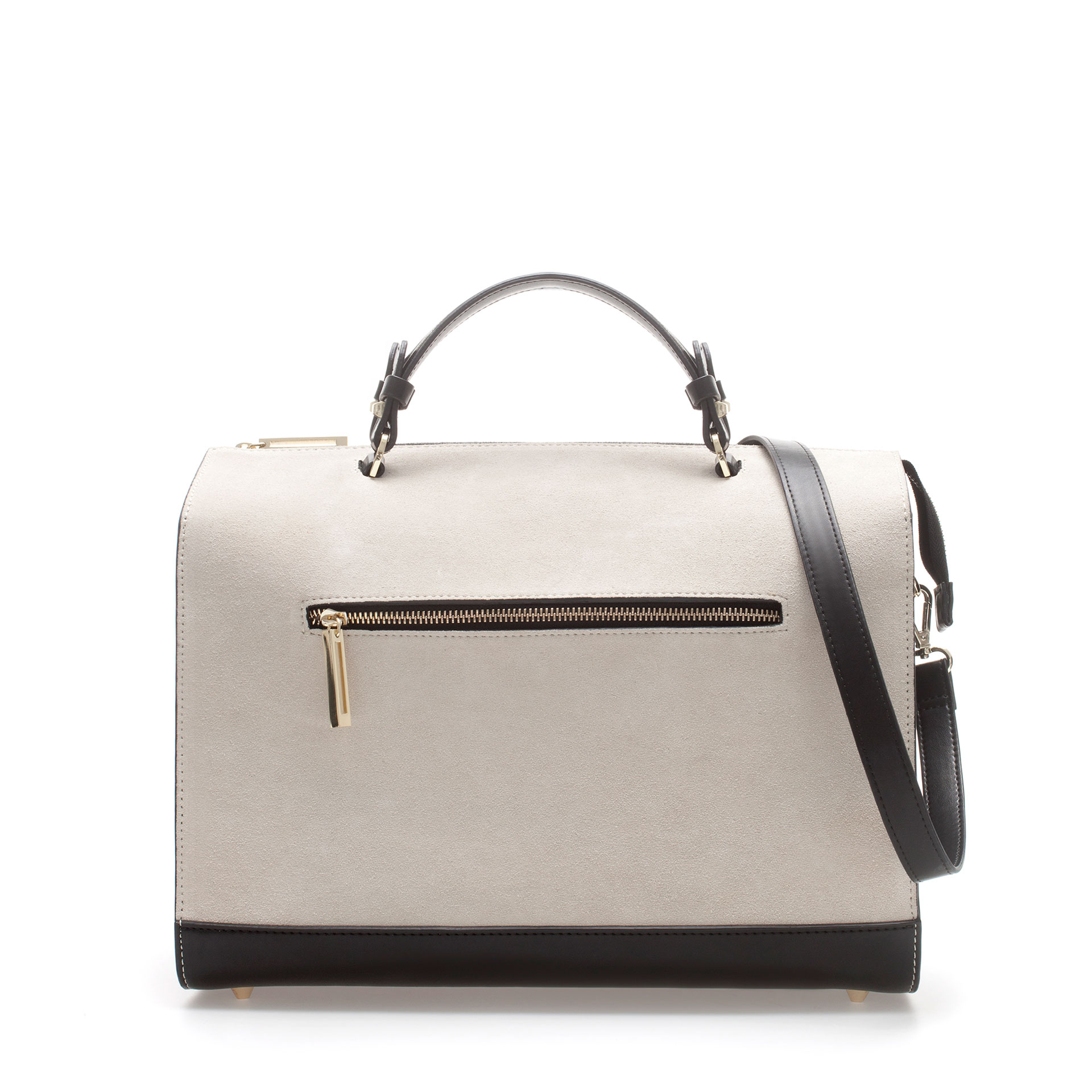 Zara Dressy Suede Bowling Bag in Beige (twotone) Lyst