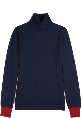 Matthew Williamson Color Block Roll Neck Sweater in Navy - Lyst