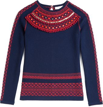 Matthew Williamson Folk Border Knit Embroidered Jumper - Lyst