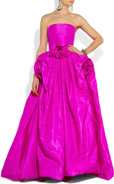 strapless silk gown