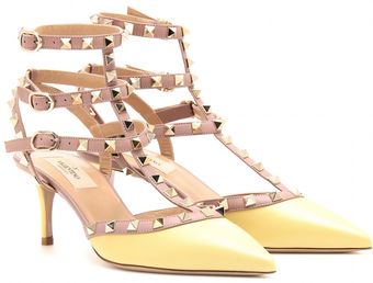 Valentino Rockstud Leather Kitten Heel Pumps - Lyst