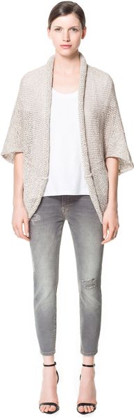 Zara Cosy Knitted Cardigan - Lyst