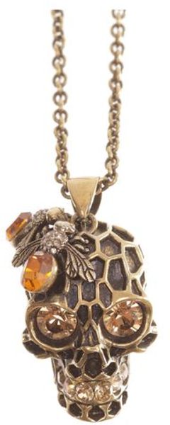 Alexander McQueen Honeycomb Bee Skull Pendant - Lyst
