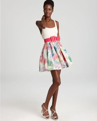 Alice + Olivia Flare Puff Belted Dress - Lyst