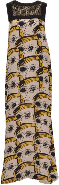 Issa Beaded Warhol Print Silk Georgette Gown - Lyst